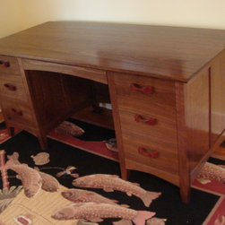 Curly Black Walnut Executive Panel Desk - Desks And Hutches