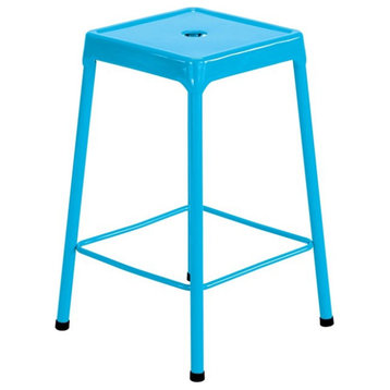 Safco Steel Backless Counter Stool in Glossy Blue - 18" W x 25"H