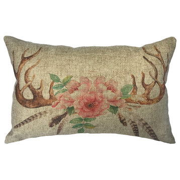 Deer Horns Linen Pillow