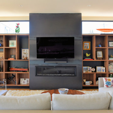 Living Room: Mid-Century Transitional Waterfront Estate