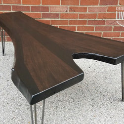 Walnut Coffee Table- Live Edge- Long Coffee Table- Java- Black- Steel- Industria - Coffee Tables
