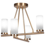 Toltec Lighting - Trinity 4 Light Semi-Flush Shown, New Age Brass Finish With 2.5" White Marble - Revamp your space with the Trinity 4-Light Semi-Flush Mount Light. Installation is a breeze - simply connect it to a 120 volt power supply and enjoy. Customize the ambiance with dimmable lighting (dimmer not included). This product is designed to be energy-efficient and LED compatible, ensuring convenience and cost savings. Versatile and suitable for everyday use, this semi-flush mount is compatible with candelabra base bulbs. Maintenance is easy. Simply use a damp cloth, as no chemicals are needed. With its streamlined hardwired design, this light adds a touch of sophistication to any room. The durable glass shade guarantees even light diffusion when in use. Choose from multiple finish and color variations to match your style.