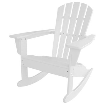 Polywood Palm Coast Adirondack Rocking Chair, White