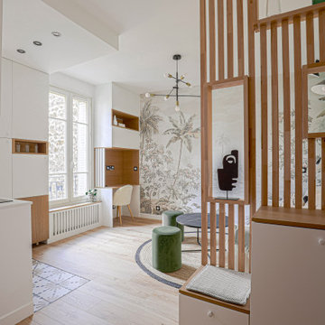 Un studio optimisé aux teintes naturelles, 20m² à Paris