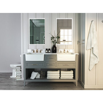 Hayley Bathroom Vanity Set, Sea Cloud Gray, 60"