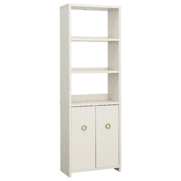 Pemberly Row Engineered Wood Bookcase in Dove Linen / Off White Finish