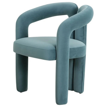 Sue Glam Blue Velvet Dining Chair, Set of 2