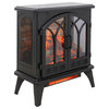 24" Freestanding 3D Infrared Electric Fireplace Stove, Antique Black