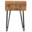 1-Drawer Bedside With Iron Base, Oak Finish Mango Wood/Pewter