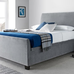 Kaydian Allendale Ottoman Bed in Silver Velvet Plume - Beds