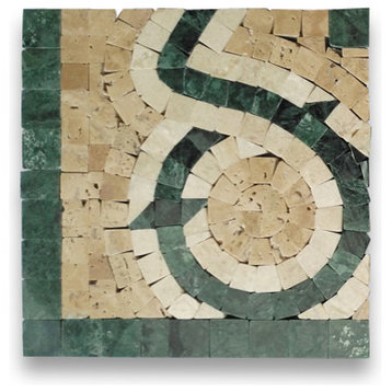 Marble Mosaic Border Decorative Tile Vine Dark Green 5.1x5.1 Polished, 1 piece