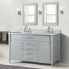 60" Double Vanity, Light Gray With White Carrara Marble Top