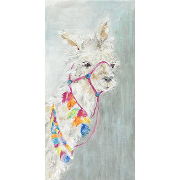 "Sweet Llama" Stretched Canvas Wall Art by Susan Pepe, 12"x24"