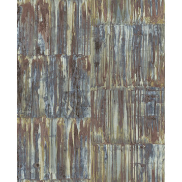 2540-24064 Patina Panels Multicolor Metal Wallpaper Non Woven Modern Style