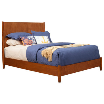 Flynn Mid Century Modern Standard King Panel Bed, Acorn
