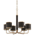 Craftmade - Craftmade Quinn 6 Light Chandelier, Satin Brass - The Quinn is a transitional lighting series that is nothing short of regal. A satin brass finish complemented with black textured faux leather shades and accents make this stately design shine with superior quality. The warm and inviting halo created by the Quinn series makes a posh statement in upscale, interior spaces.