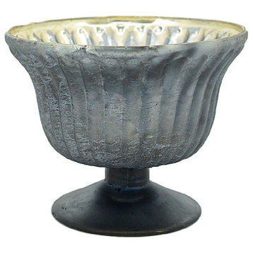 Small Platinum Ribbed Glass Bowl