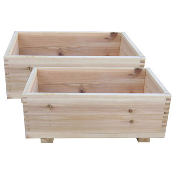 Timber Valley Dual Purpose Cedar Garden Planter & Storage Box, Set of 2