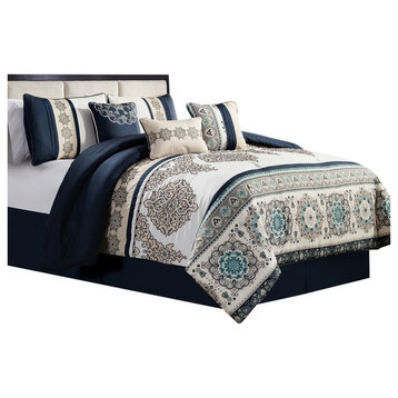 Brentley Embroideried 7 piece comforter set, King