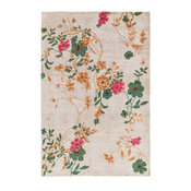 Country And Floral Linnea Area Rug, Rectangle, Neutral-Pink, 9'x13'