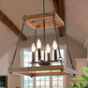LNC 4-Light Steel Brown Shaded Cage Chandelier For Kitchen Isaland