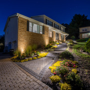 Dual patio with adjoining firepit feature