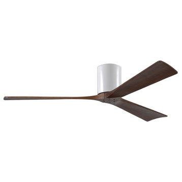 Irene 3 Blade Paddle Ceiling Fan With Walnut Tone Blades, White Finish, 60"
