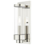 Livex Lighting - Polished Chrome Transitional Outdoor Wall Lantern - The one light outdoor wall lantern from the Hillcrest collection made of rugged stainless steel features a simple elegant polished chrome frame paired with closed top clear glass shade. The shade is accented with a banded polished chrome ring to carry through the theme of finely crafted metal fittings.