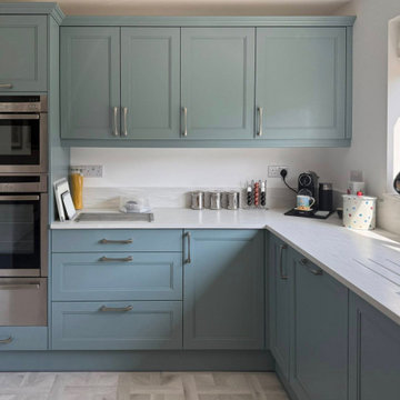 Blue-Green Shaker Kitchen in Thrapston