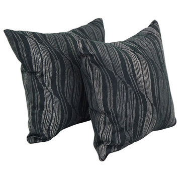 17" Jacquard Throw Pillows With Inserts, Set of 2, Clove Onyx