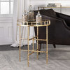 Elegant Textured Gold Tall Round Accent Table, Tray Top Bar Cocktail Metal