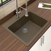 Winpro Dual-Mount Kitchen Sink, Single Bowl, Granite Quartz, 25", Mocha