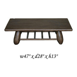 Rustic Natural Wood Oval Legs Low Table - Coffee Tables