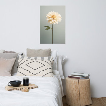 Posters on Bedroom Wall: Blushing Bloom - Cream Color Realism Painting Digital