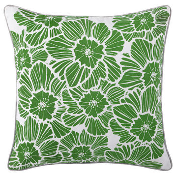 Wild Rose Pillow 22x22, Green