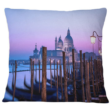 Venice Sunset Panorama at Twilight Seascape Throw Pillow, 16"x16"