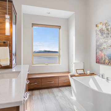Master Bathroom with a Floating Sink, Stand Alone Tub with a view