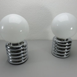l&aacute;mparas cristal y acero cromado a&ntilde;os 60. E24. - Table Lamps