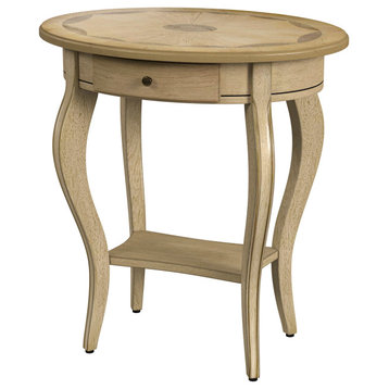 Jeanette Oval Antique Beige Wood Accent Table