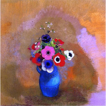 Odilon Redon Anemonies in a Blue Vase, 20"x20" Wall Decal Print