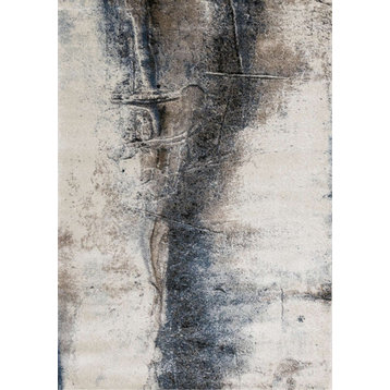 Brookfield Collection Cream Blue Brown Urban Abstract Rug, 5'3"x7'7"