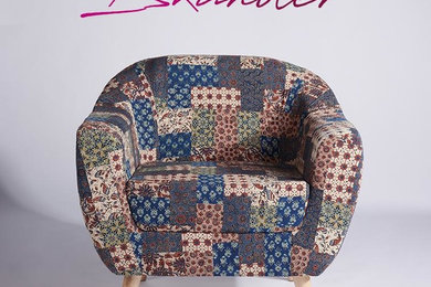 Red-Blue-Green Banni Patchwork Accent Chair