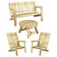 White Cedar Outdoor Wooden Furniture Set, Set of 4, High Back