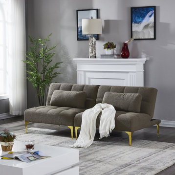 Modern Futon Sofa, 2 Pieces Free Combination Design & Teddy Upholstery