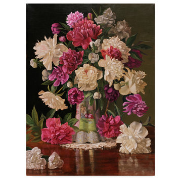 Christopher Pierce 'Red And White Peonies' Canvas Art, 18"x24"
