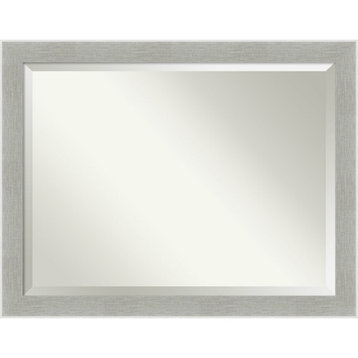 Glam Linen Grey Beveled Bathroom Wall Mirror - 45 x 35 in.