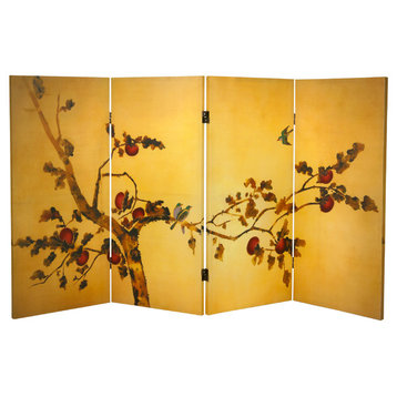 3' Tall Double Sided Birds on Plum Tree Canvas Room Divider