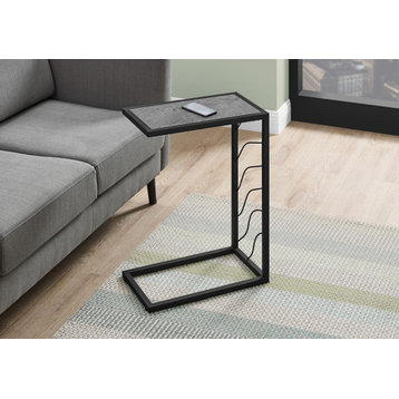 Monarch Modern Metal C-Shaped Accent Table With Grey And Black Finish I 3301