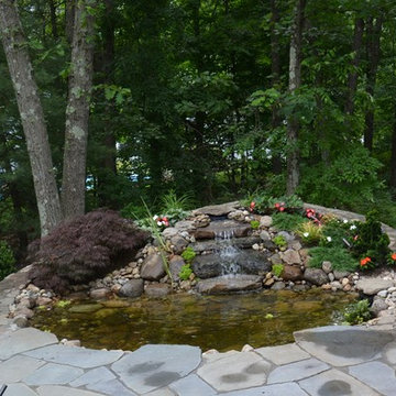 Pond with Bluestone Patio and Pennsylvania Flat Wall