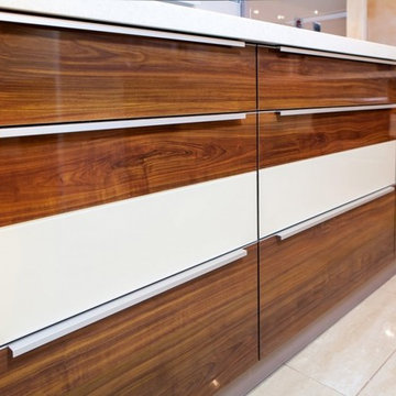 Modern Kitchen with Veneer and White Cabinets